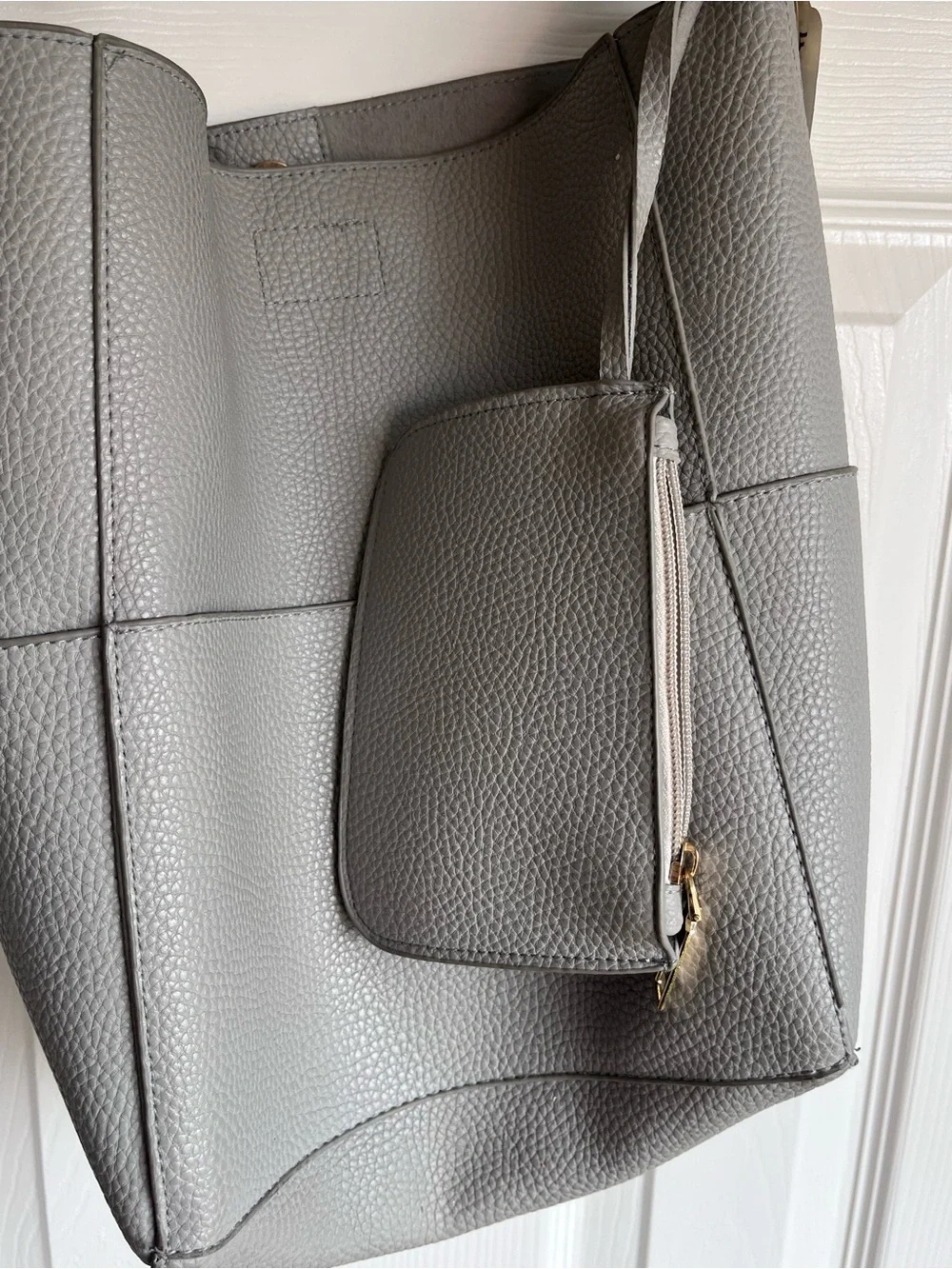 Gray Women's Tote Bag with Colorful Adjustable Strap